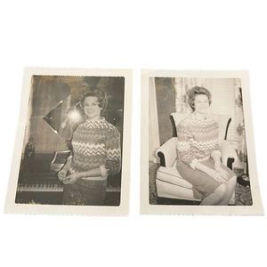 Vintage Black & White Photo Picture Of Young‎ Woman Posing Piano Skirt Piano